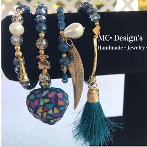 4 Piece Handmade Bracelet Set wGold Plated